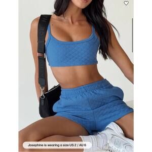 Princess Polly Arabella Short Set Blue Size 0 Sold Out 2 Piece